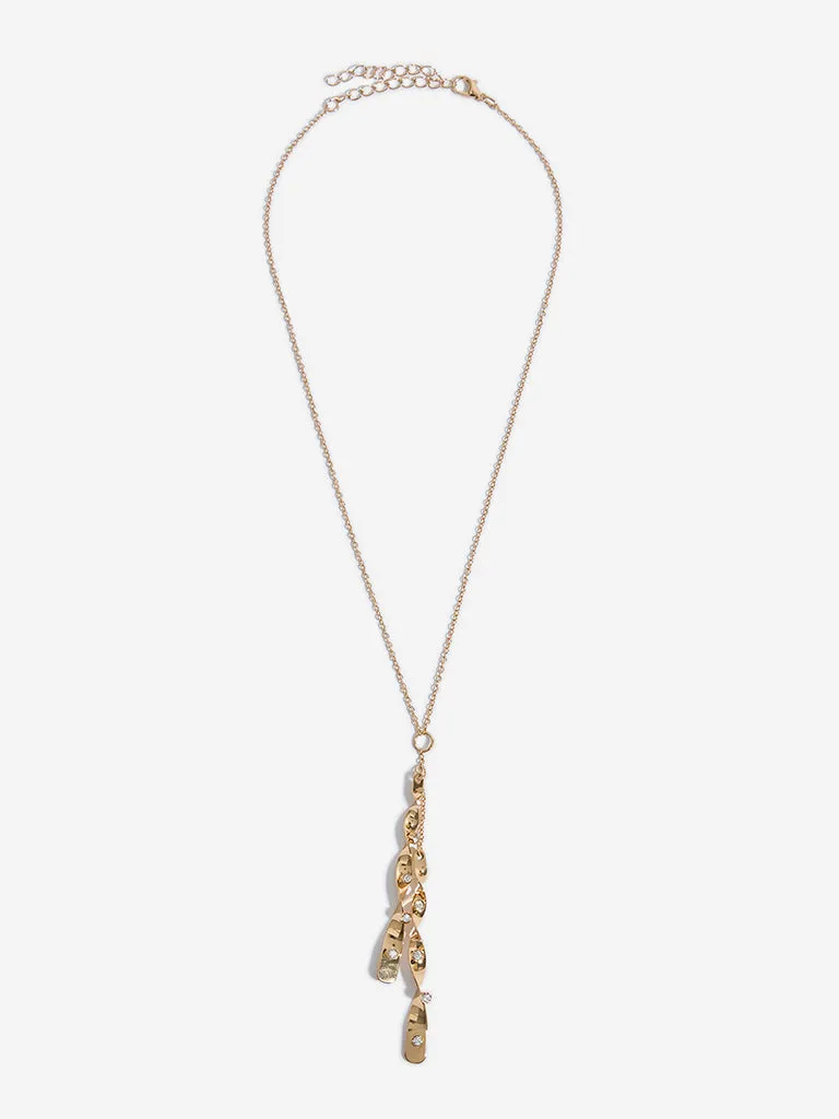 Westside Accessories Gold Twisted Dual Pendant Necklace
