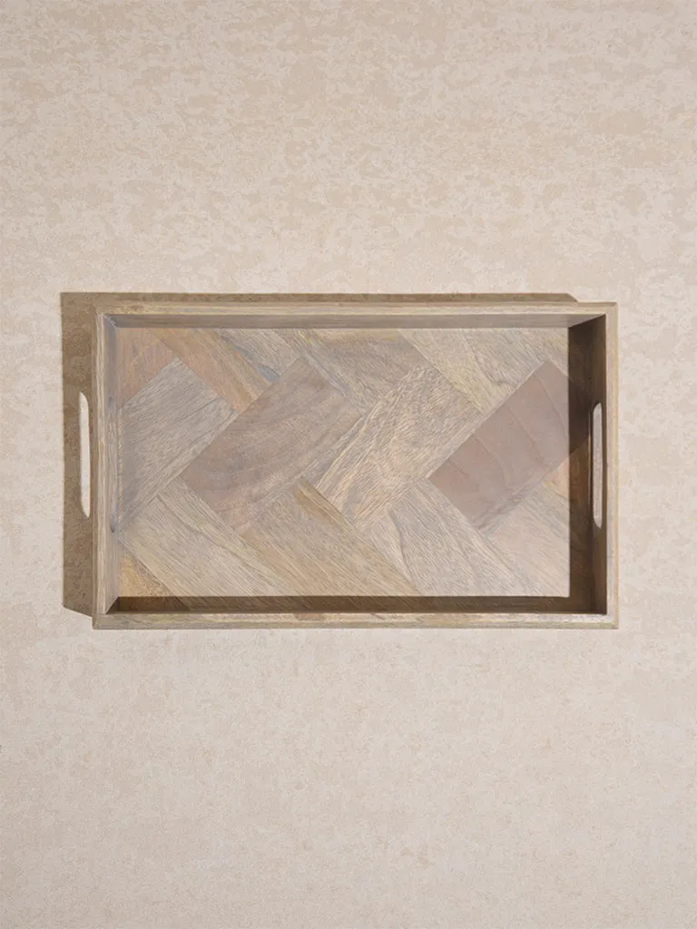 Westside Home Beige Wooden Serving Tray