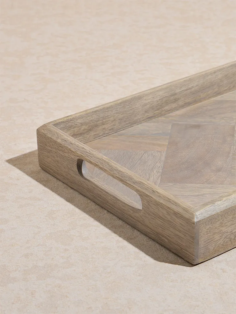 Westside Home Beige Wooden Serving Tray