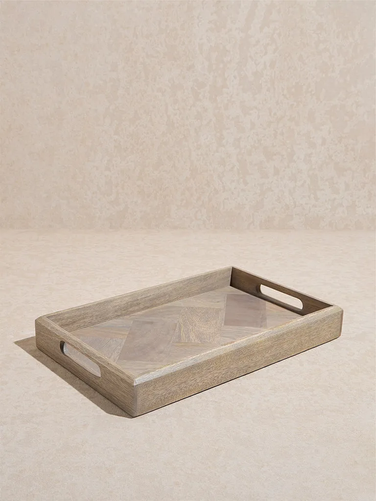 Westside Home Beige Wooden Serving Tray