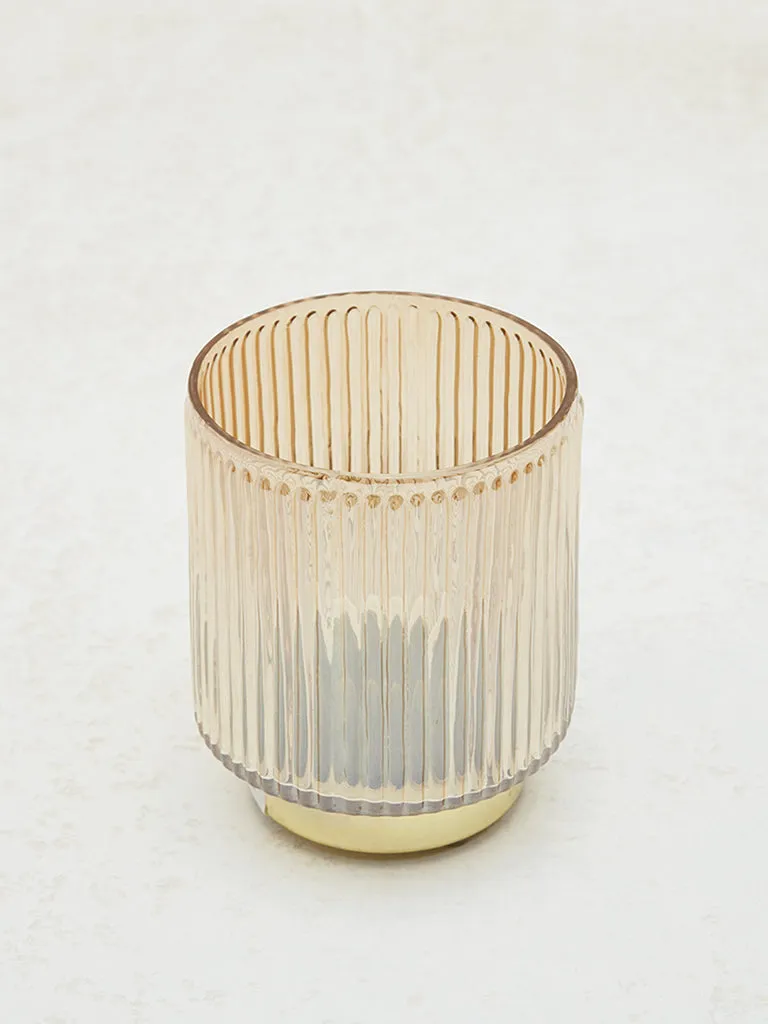 Westside Home Gold Ribbed Textured Candle Stand