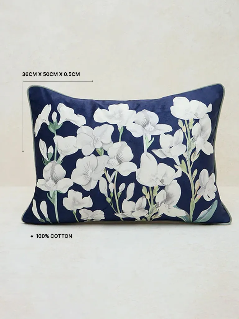 Westside Home Navy Floral Pattern Cushion Cover