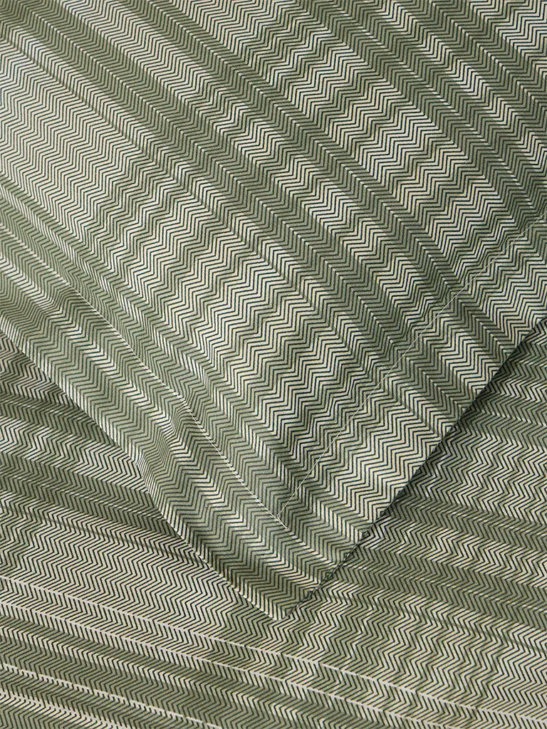 Westside Home Sage Checks Design Queen Bed Flat Sheet and Pillowcase Set