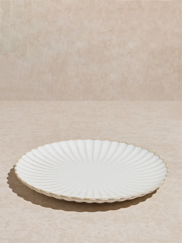 Westside Home White Scallop Design Dinner Plate