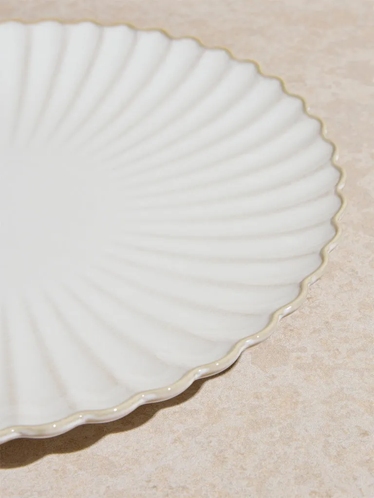 Westside Home White Scallop Design Dinner Plate