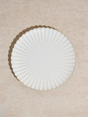 Westside Home White Scallop Design Dinner Plate