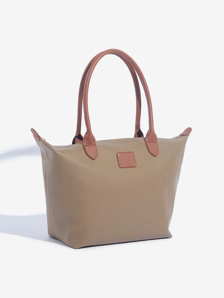 Westside Taupe Solid Tote Bag