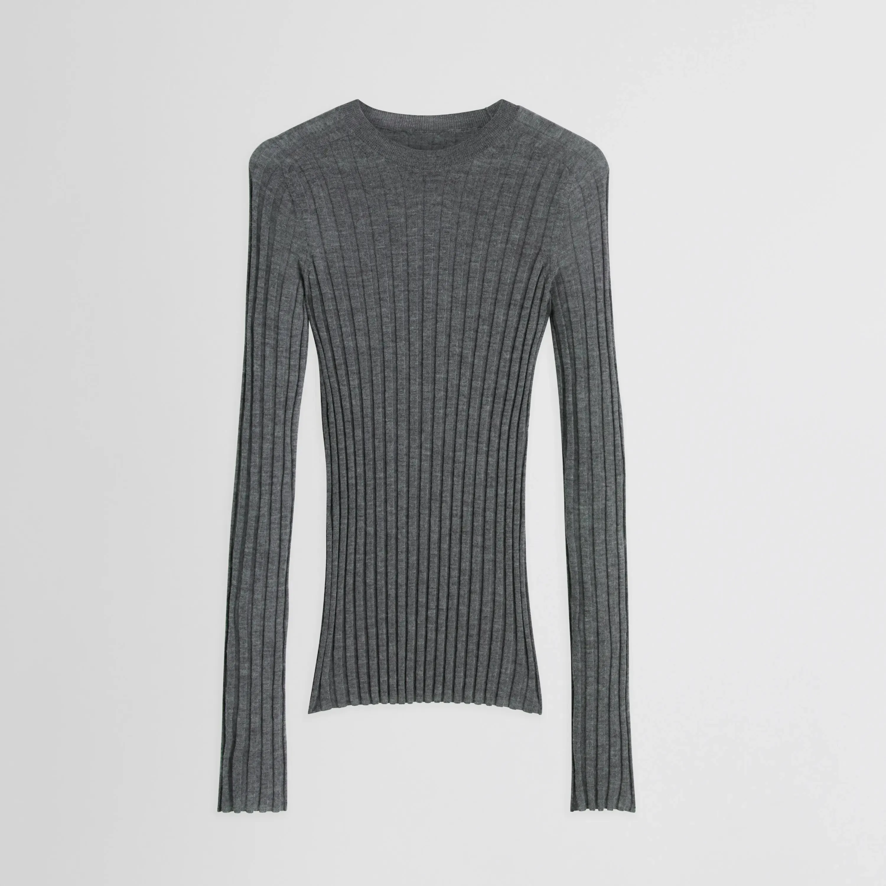 WIDE RIB CREWNECK | grey cashmere