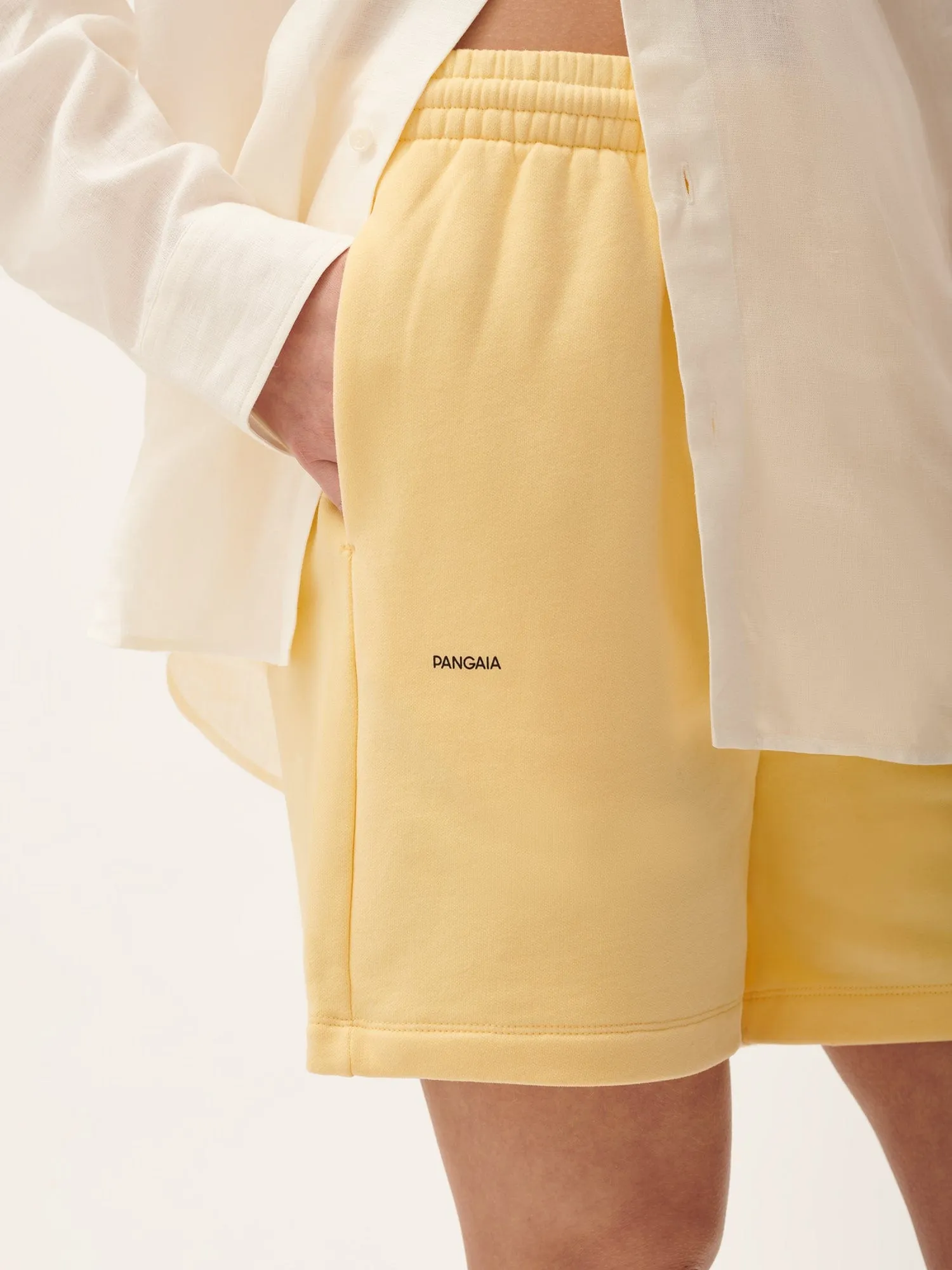 Womens 365 Midweight Mid Length Shorts—Seashell Yellow