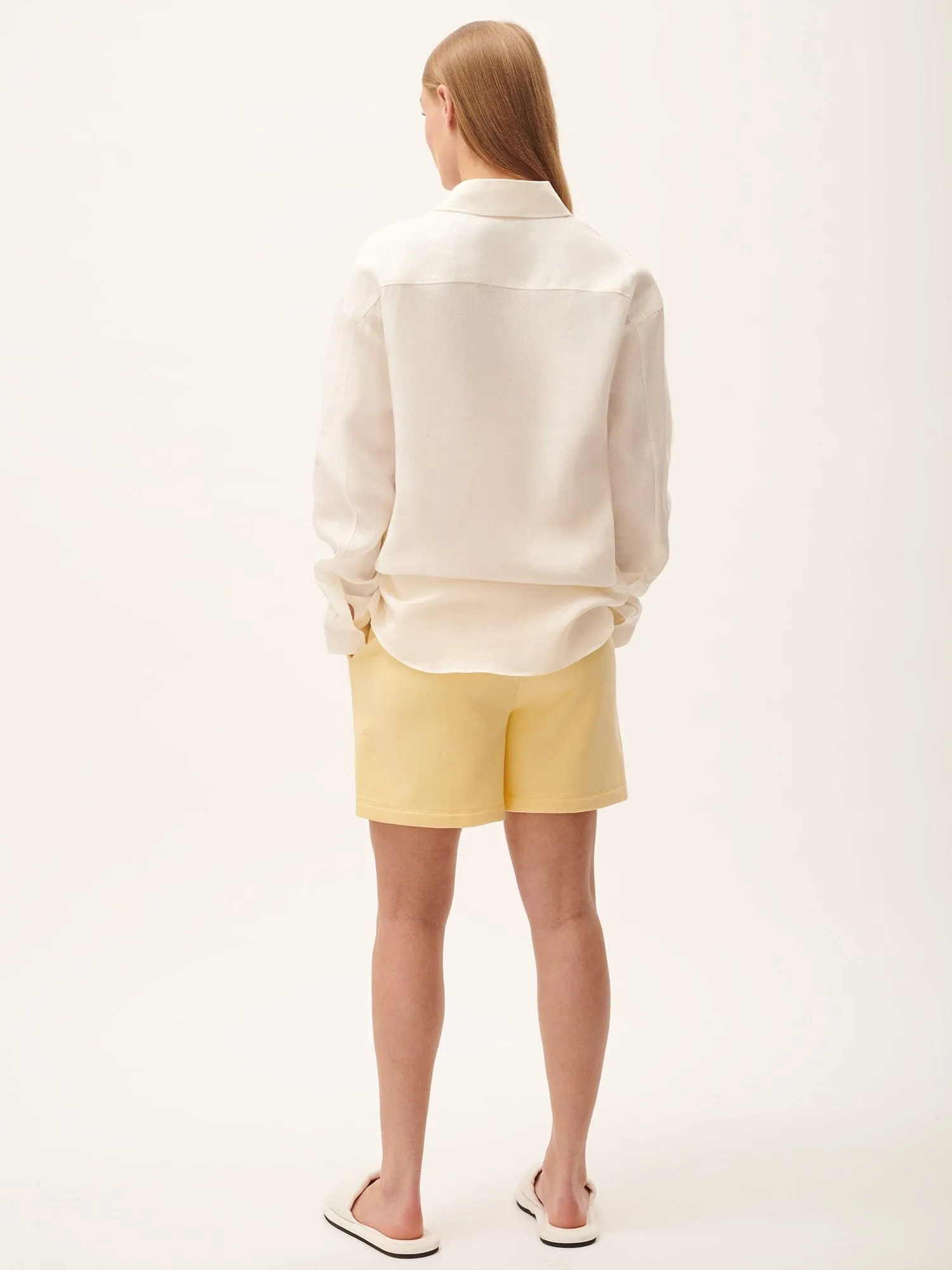Womens 365 Midweight Mid Length Shorts—Seashell Yellow