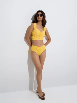 Wunderlove Swimwear Yellow Criss-Cross Waist Bikini Brief