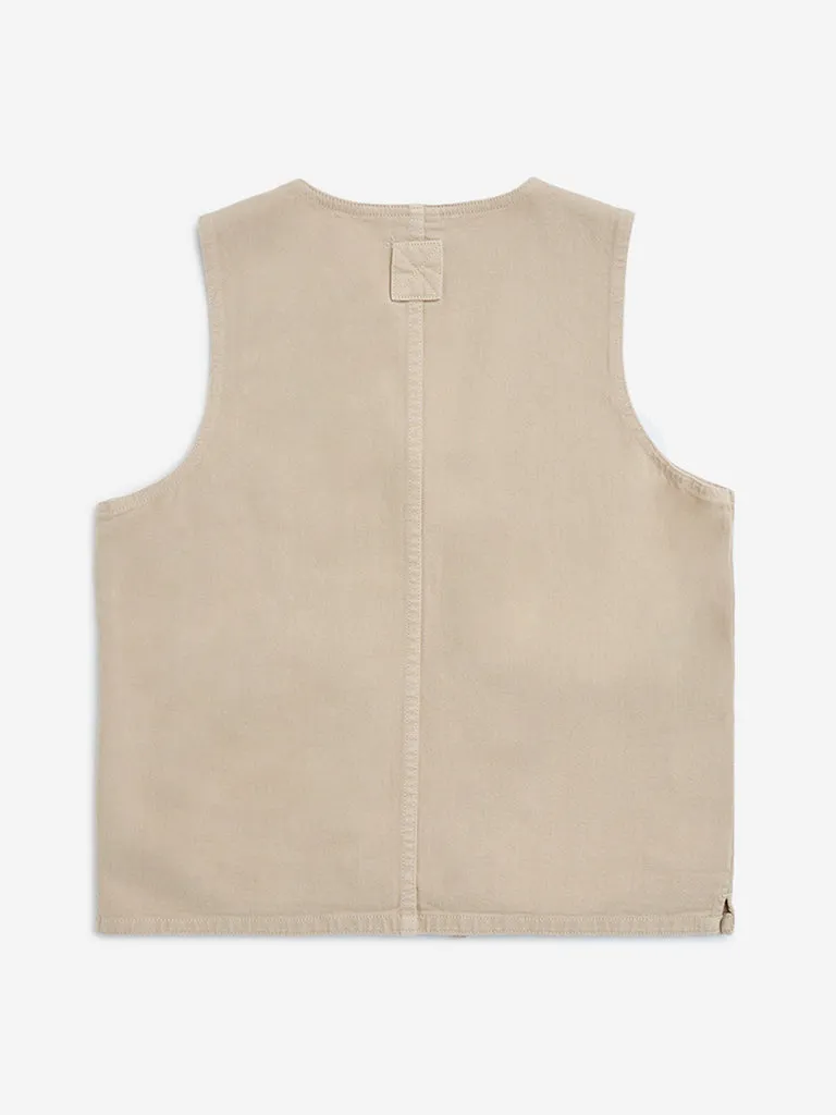 Y&F Kids Beige Printed Cotton Jacket