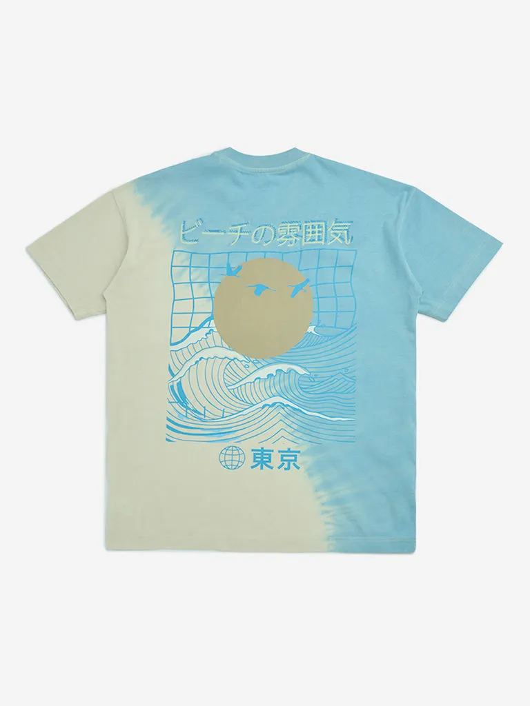Y&F Kids Blue Tie-Dye Design Cotton T-Shirt