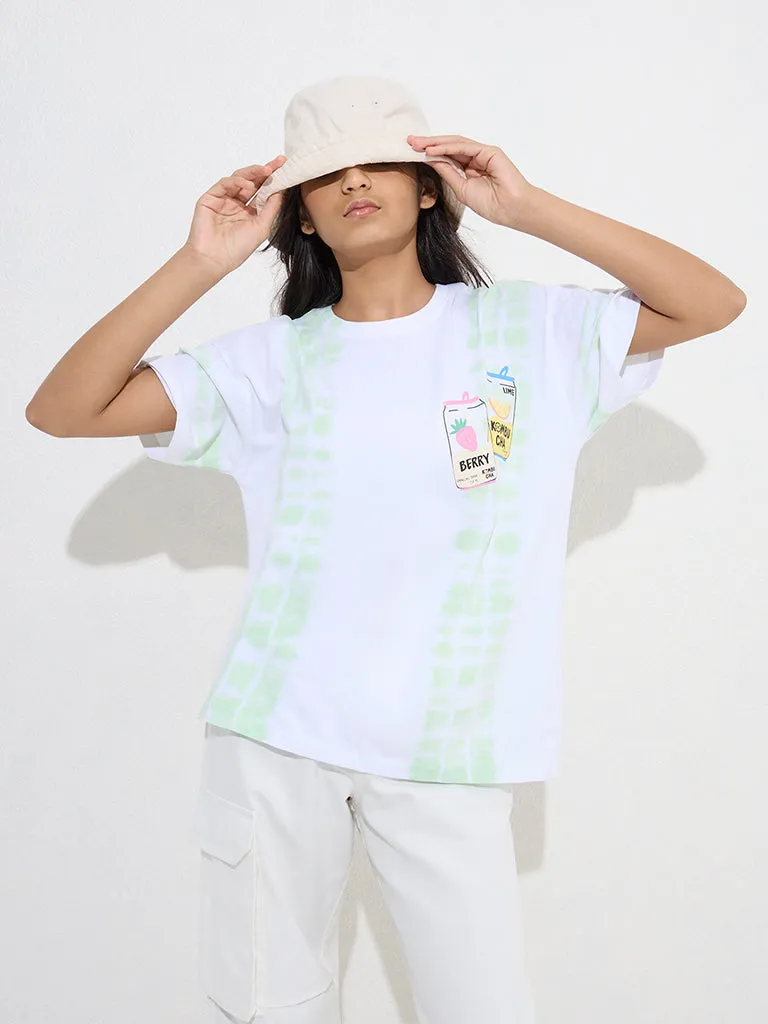 Y&F Kids Lime Tie-Dye Printed Cotton T-Shirt