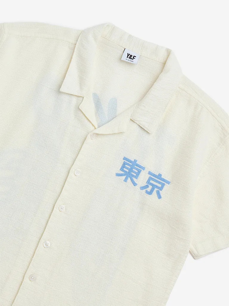 Y&F Kids Off-White Embroidered Cotton Shirt