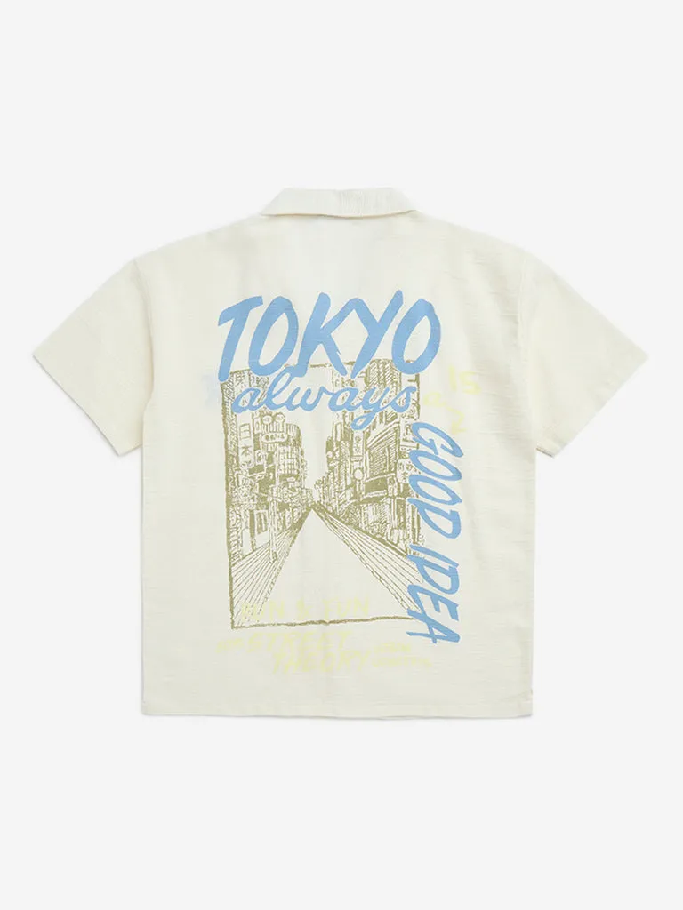 Y&F Kids Off-White Embroidered Cotton Shirt