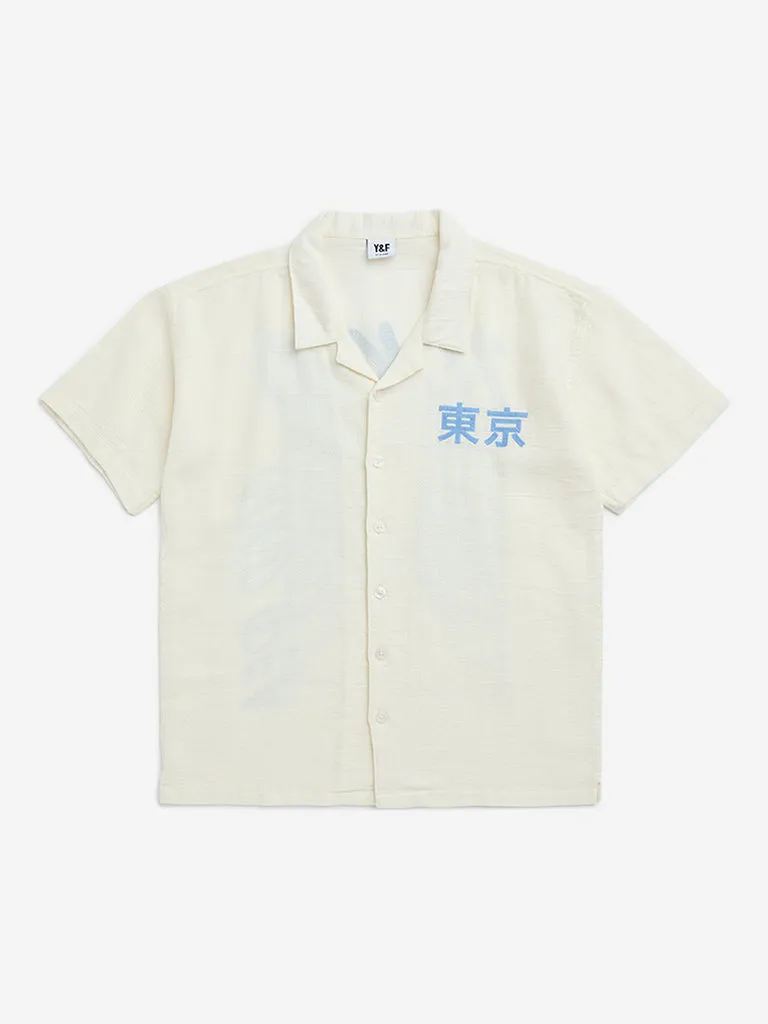 Y&F Kids Off-White Embroidered Cotton Shirt