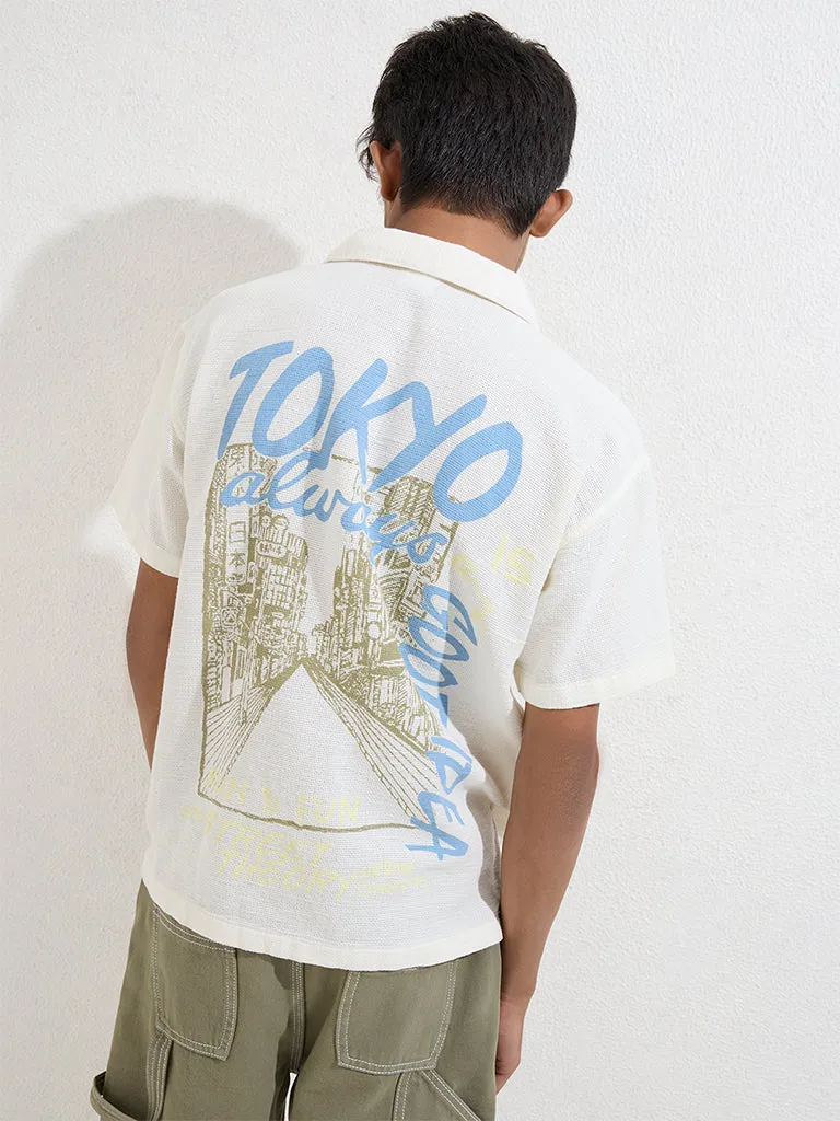 Y&F Kids Off-White Embroidered Cotton Shirt